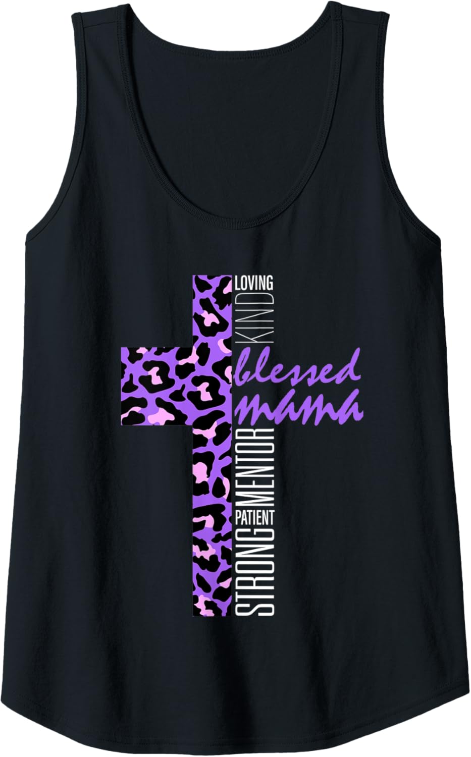 Womens Purple Blessed Mama Cheetah Print Christian Mom Mothers Day Tank Top Tank Top Premium Print Everyday Wear