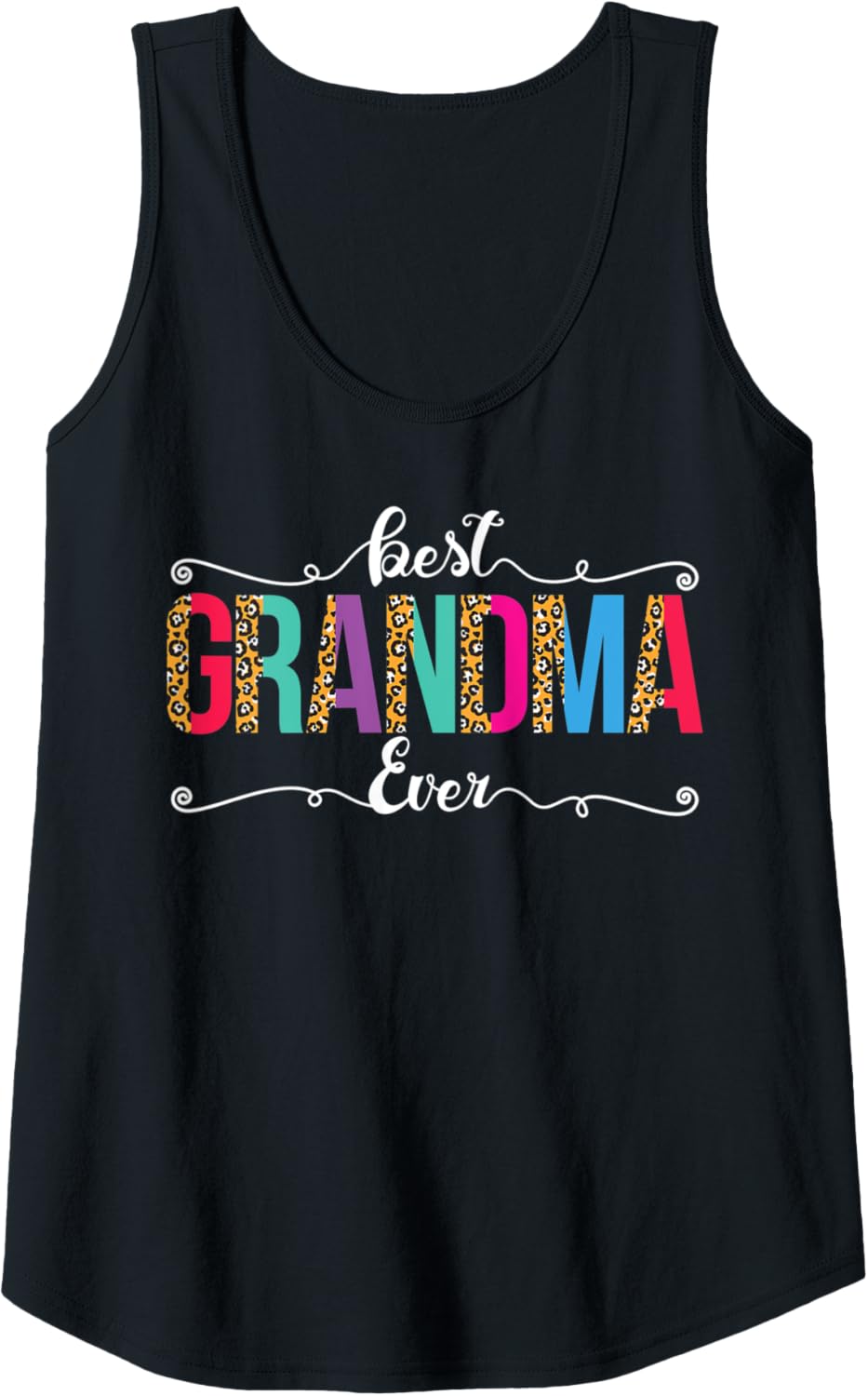 Womens Best Grandma Ever Leopard or Cheetah Print Text Design Tank Top Tank Top Comfort Fit Best Seller Look