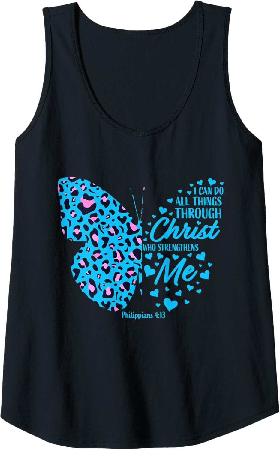 Womens Cute Butterfly Cheetah Print Bible Verse I Can Do All Things Tank Top Tank Top Viral TikTok Find US Top Pick
