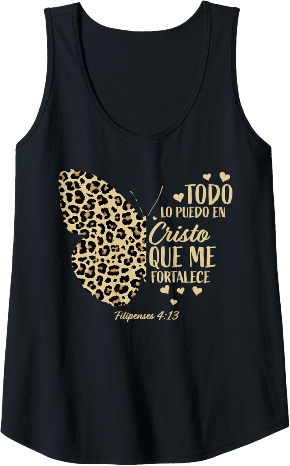 Womens Christian Spanish Bible Verse Cheetah Print Butterfly Lovers Tank Top Tank Top Streetwear Style Best Seller Look