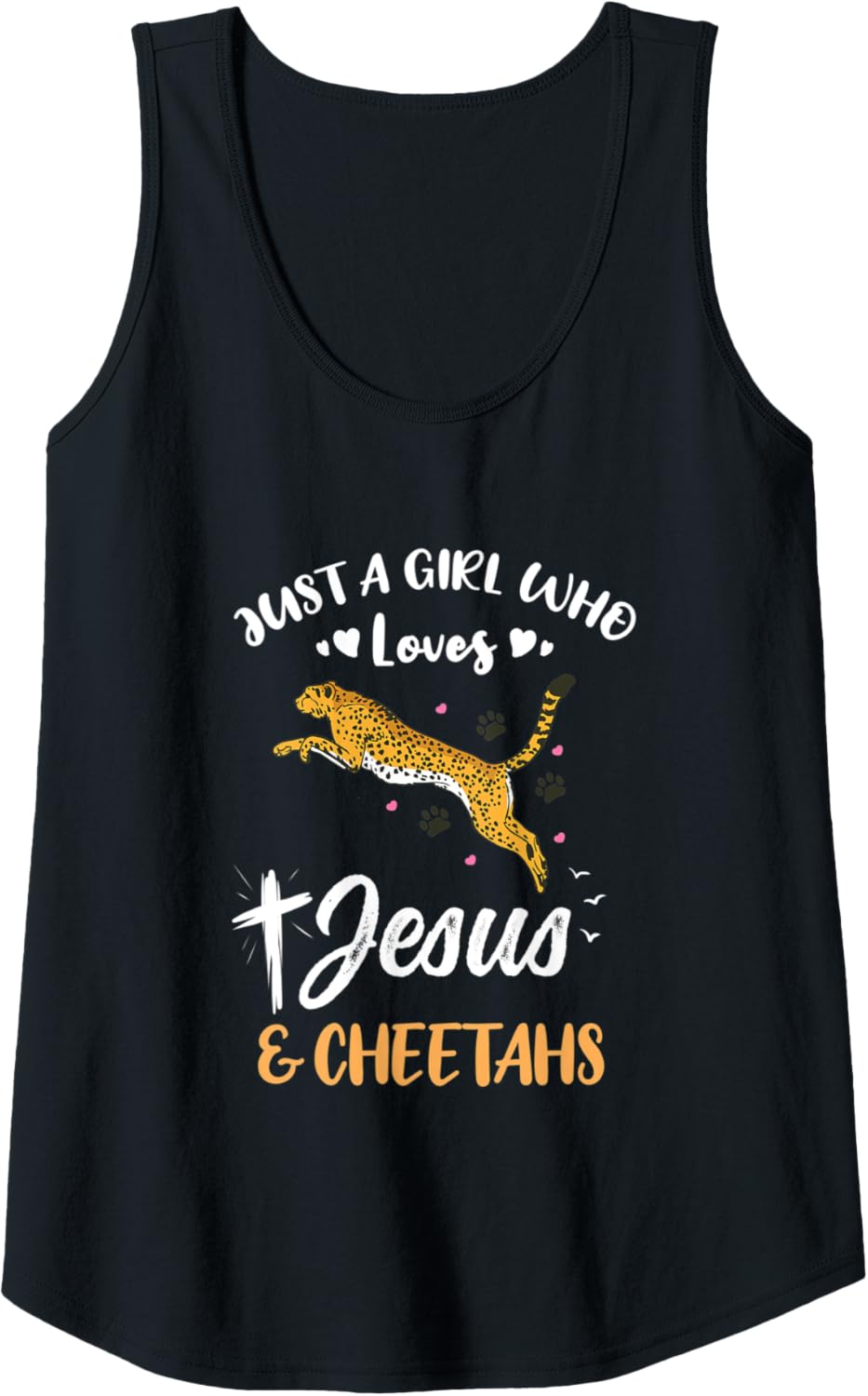 Womens Just A Girl Who Loves Jesus And Cheetahs Tank Top Tank Top Premium Print Best Seller Look