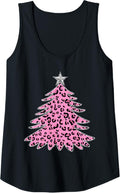 Womens Pink Leopard Animal Print Tree Christmas Holiday Cheetah Tank Top Tank Top Viral TikTok Find US Top Pick
