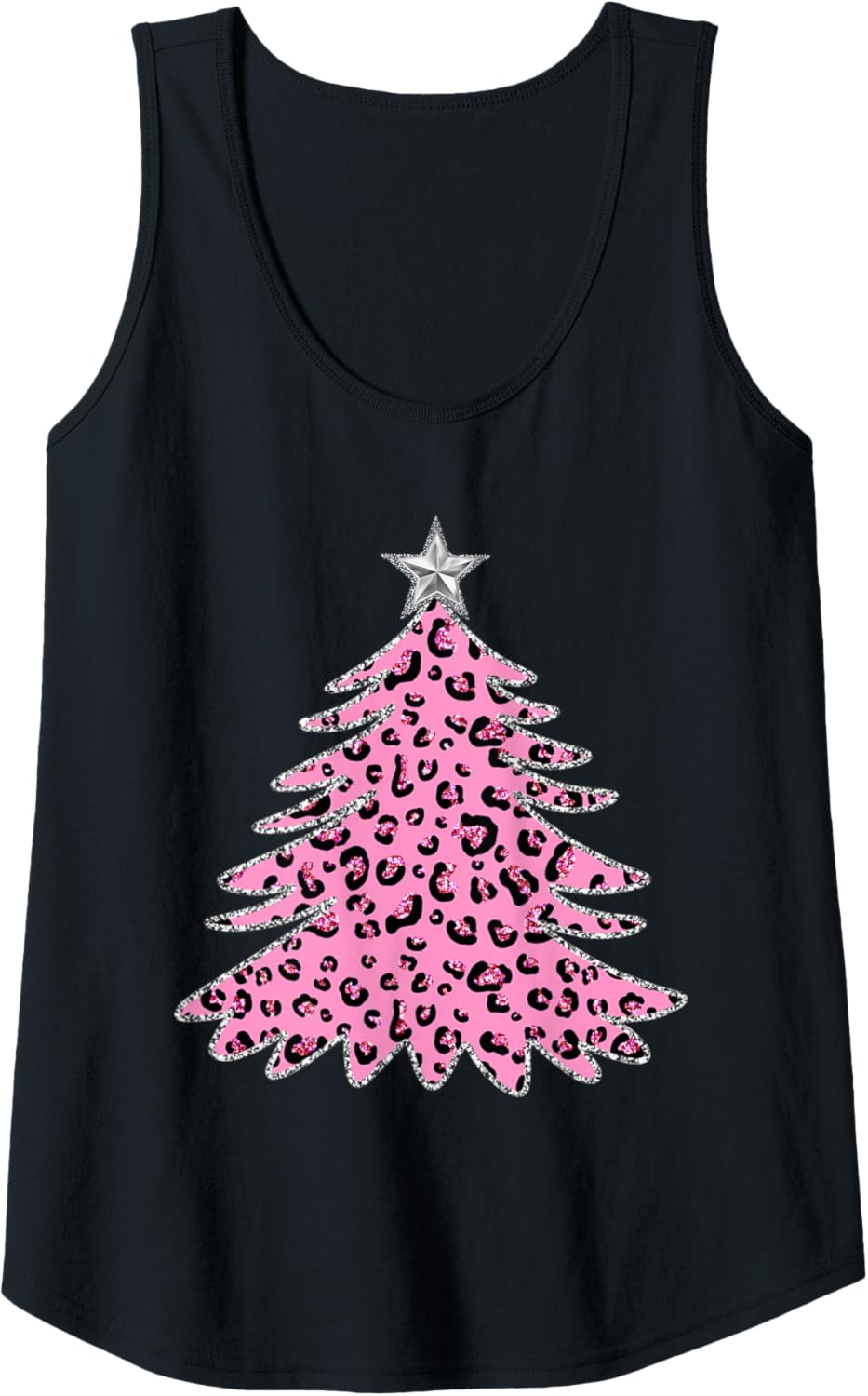 Womens Pink Leopard Animal Print Tree Christmas Holiday Cheetah Tank Top Tank Top Viral TikTok Find US Top Pick