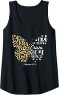 Womens Christian Spanish Verse Gifts Women Cheetah Print Butterfly Tank Top Tank Top Trending US Best Seller Look