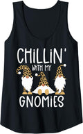 Womens Chillin With My Gnomies Leopard Print Cute Gnpmes in Cheetah Tank Top Tank Top Streetwear Style Hot Right Now