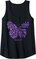 Womens Christian Spanish Bible Verse Purple Cheetah Print Butterfly Tank Top Tank Top Viral TikTok Find Gift Ready