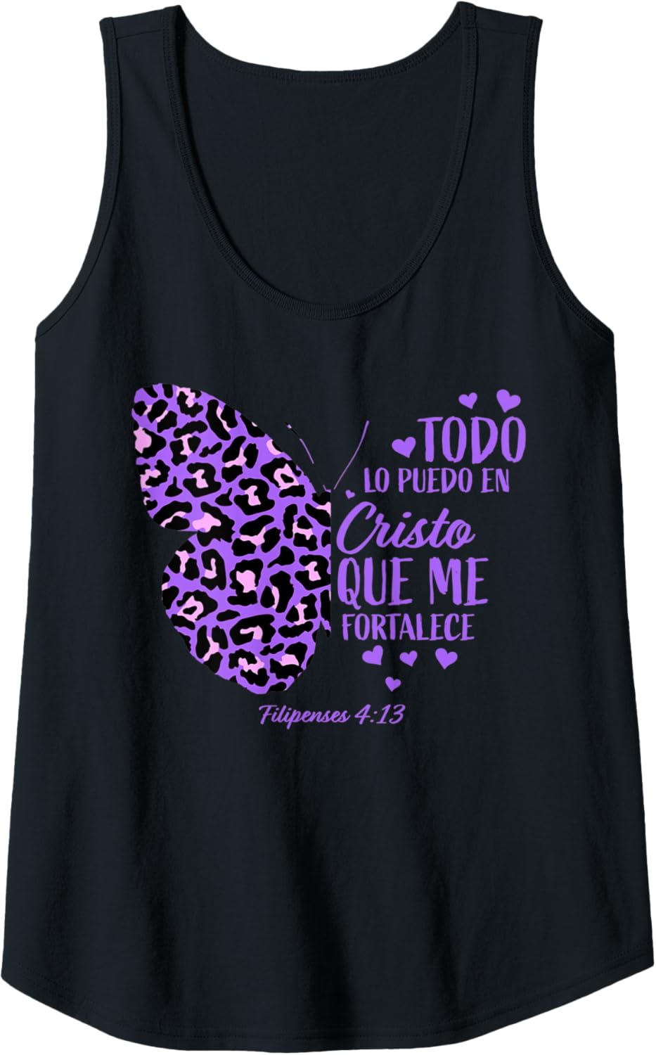 Womens Christian Spanish Bible Verse Purple Cheetah Print Butterfly Tank Top Tank Top Viral TikTok Find Gift Ready