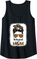 Womens Volleyball Mom Mama Leopard Cheetah Print Bleached Women Fun Tank Top Tank Top Viral TikTok Find Fan Favorite