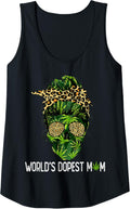 Womens World s Dopest Mom Ever Weed Leopard Cheetah Print Vintage Tank Top Tank Top Premium Print Everyday Wear