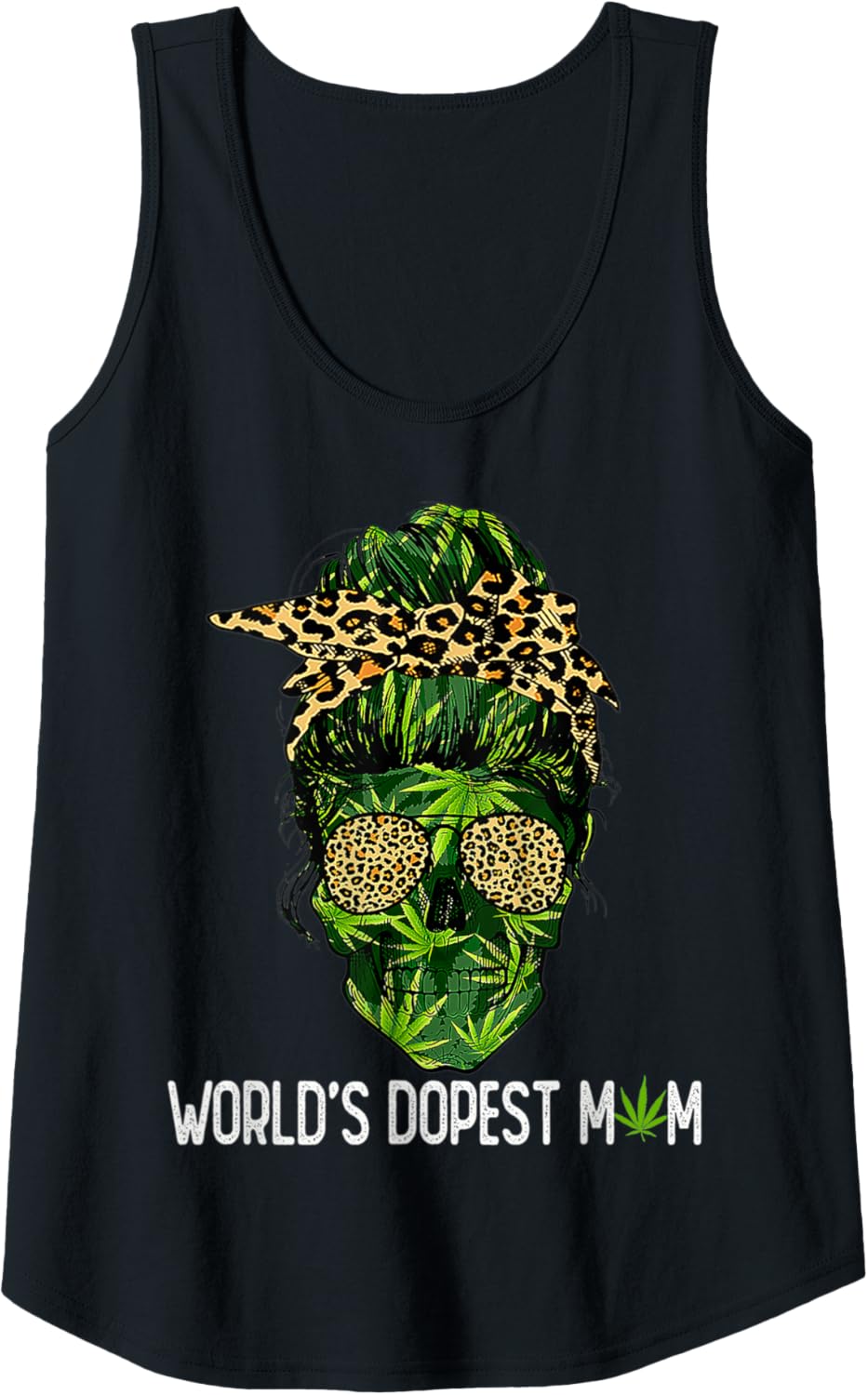 Womens World s Dopest Mom Ever Weed Leopard Cheetah Print Vintage Tank Top Tank Top Premium Print Everyday Wear
