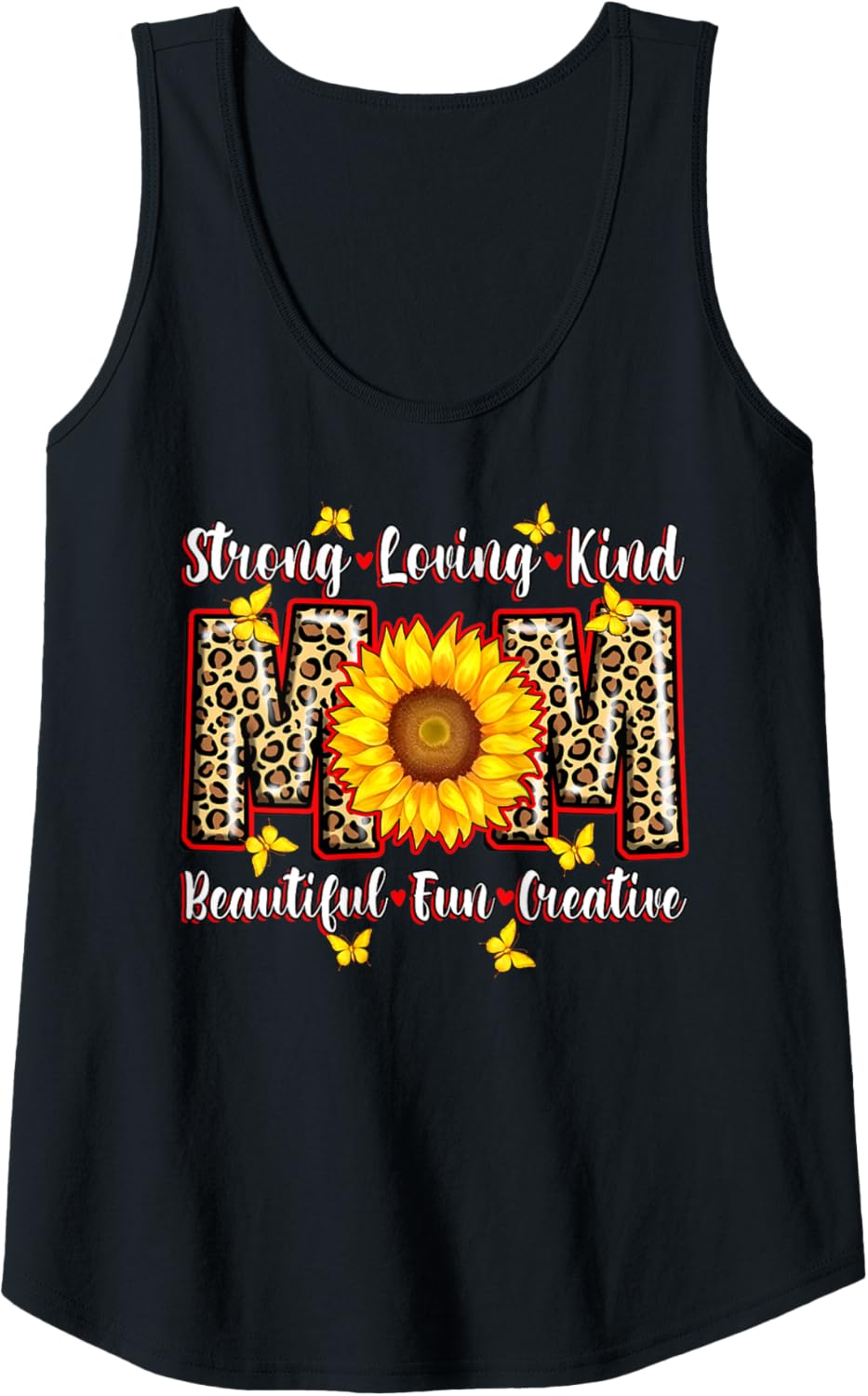 Womens Mom Sunflower cheetah print Floral Love Beautiful Kind Mama Tank Top Tank Top Comfort Fit Gift Ready
