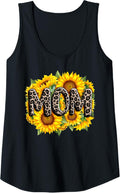 Womens Mom Sunflowers cheetah print Floral Mothers Day Daughter Son Tank Top Tank Top Comfort Fit Gift Ready