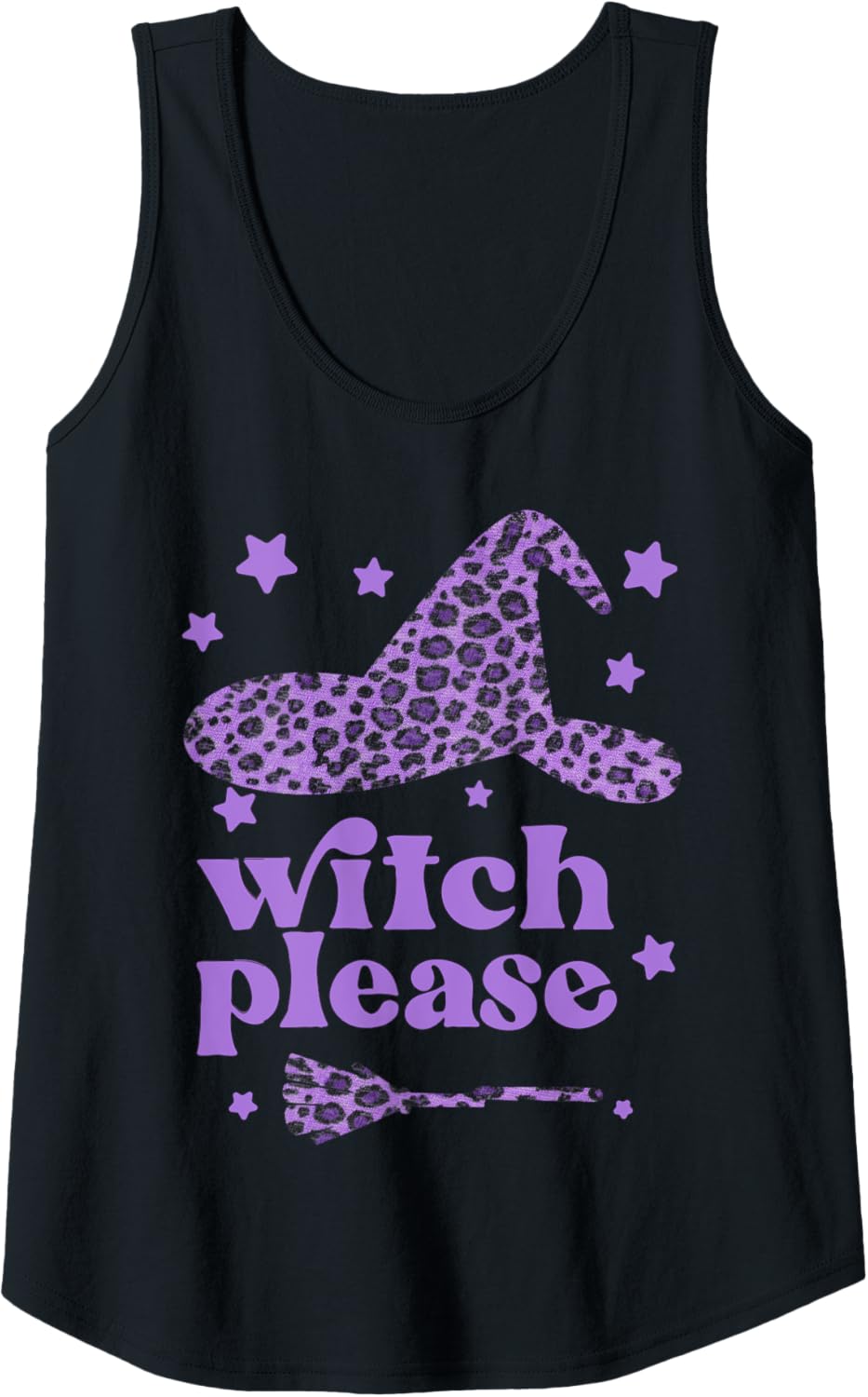 Womens Leopard Cheetah Witch Hat Halloween Costume Funny Tank Top Tank Top Streetwear Style Hot Right Now