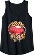 Womens Dripping Lips Kiss Leopard Cheetah Print Funny Tank Top Tank Top Premium Print Gift Ready
