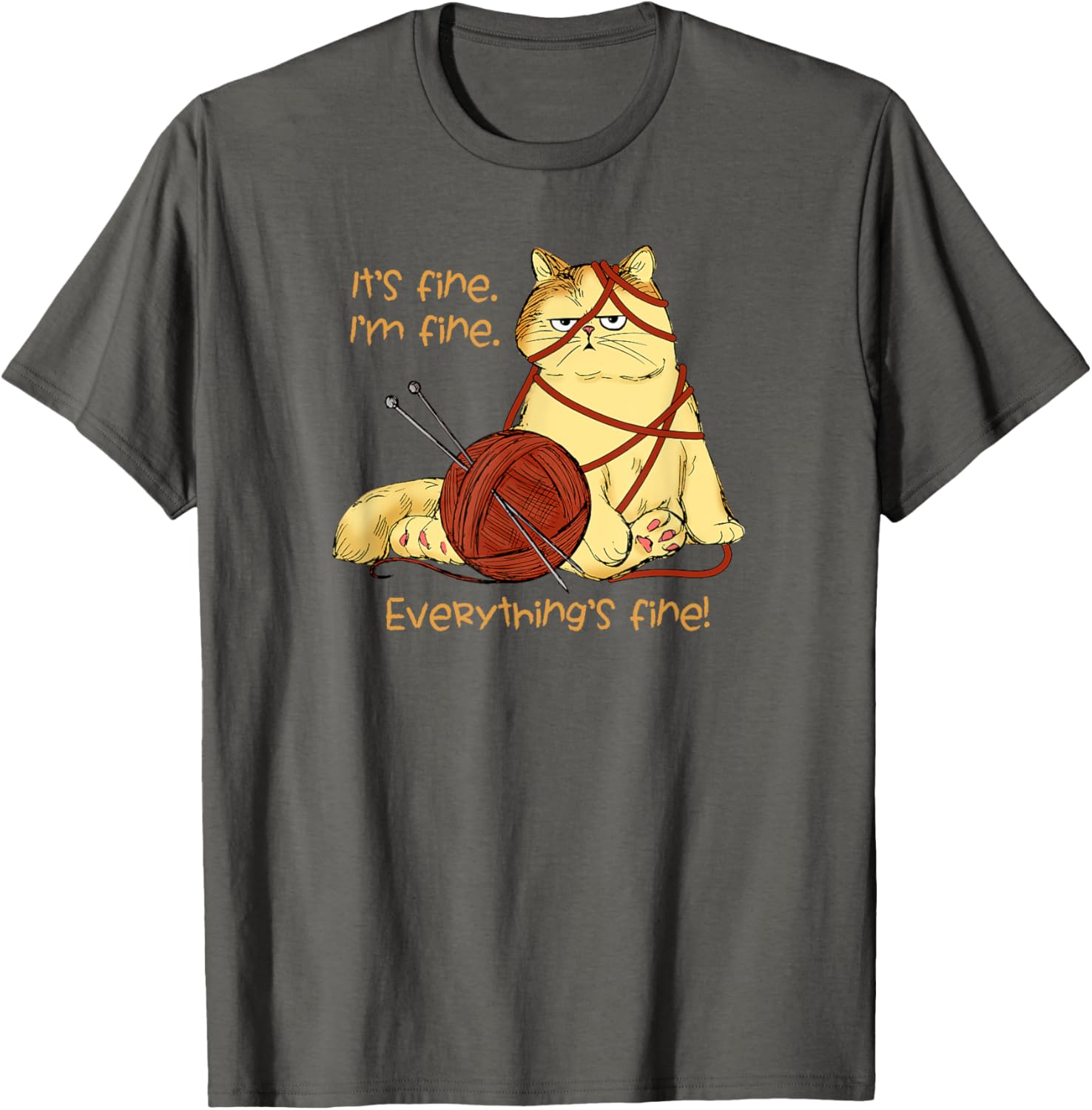 Chubby Cat Tangled in Yarn, Cat with Yarn Ball &Crochet Hook Yarn Supply | Premium Quality | Perfect for Crafters