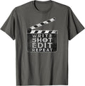 Write Shot Edit Repeat Clapper Board Filmmaker Movie T Shirt T-Shirt | High Search Volume | Aesthetic Fit