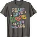 Rainbow PEACE LOVE SIXTH GRADE Leopard Print Retro 6th Gr Apparel Viral TikTok Find Hot Right Now