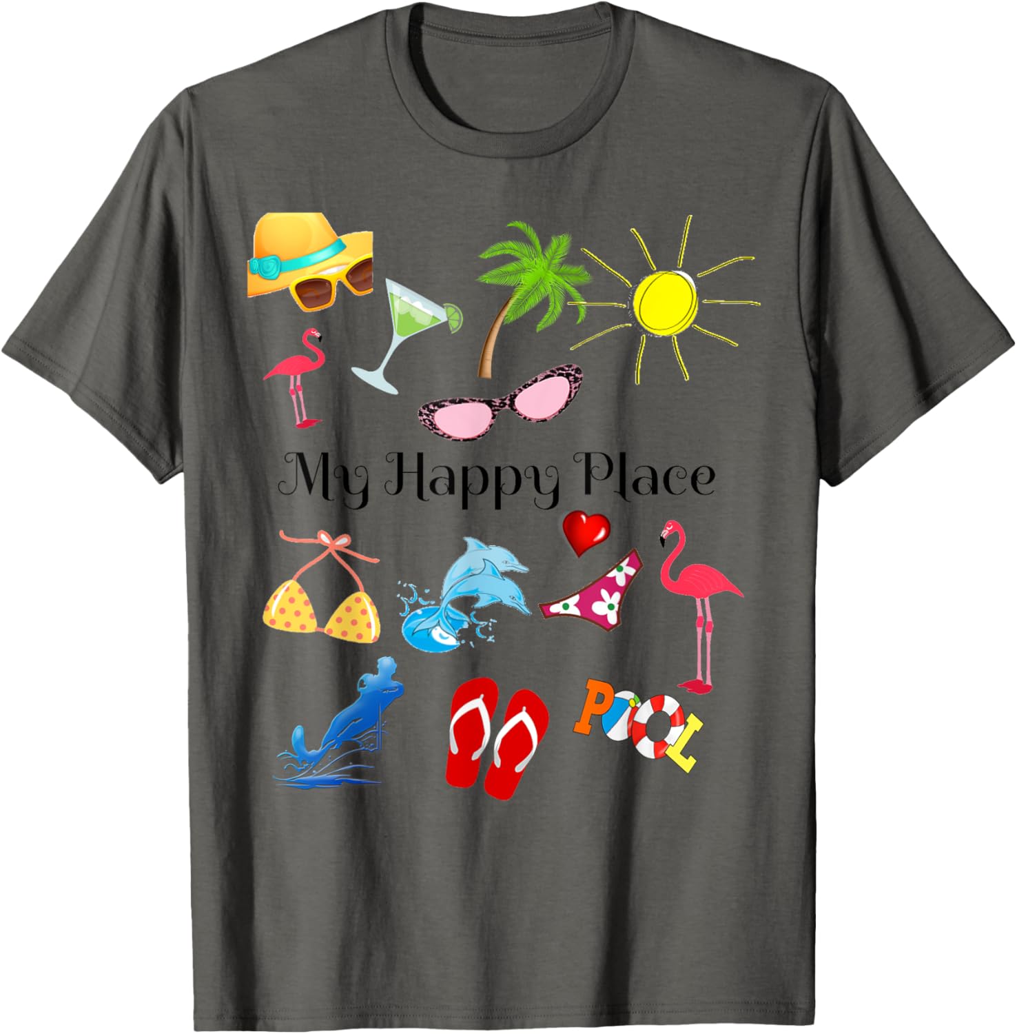 Beach Themed My Happy Place Ocean Sea Reunion Vacation Tee Men Women Kids Apparel | US Viral Pick | Top Rated Comfort