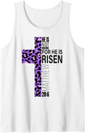 Cute Purple Christian Cheetah Print Easter Verse He Is Risen Tank Top Tank Top Streetwear Style Gift Ready