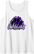 Wildcats Purple Black Cheetah School Sports Fan Team Spirit Tank Top Tank Top Premium Print Everyday Wear
