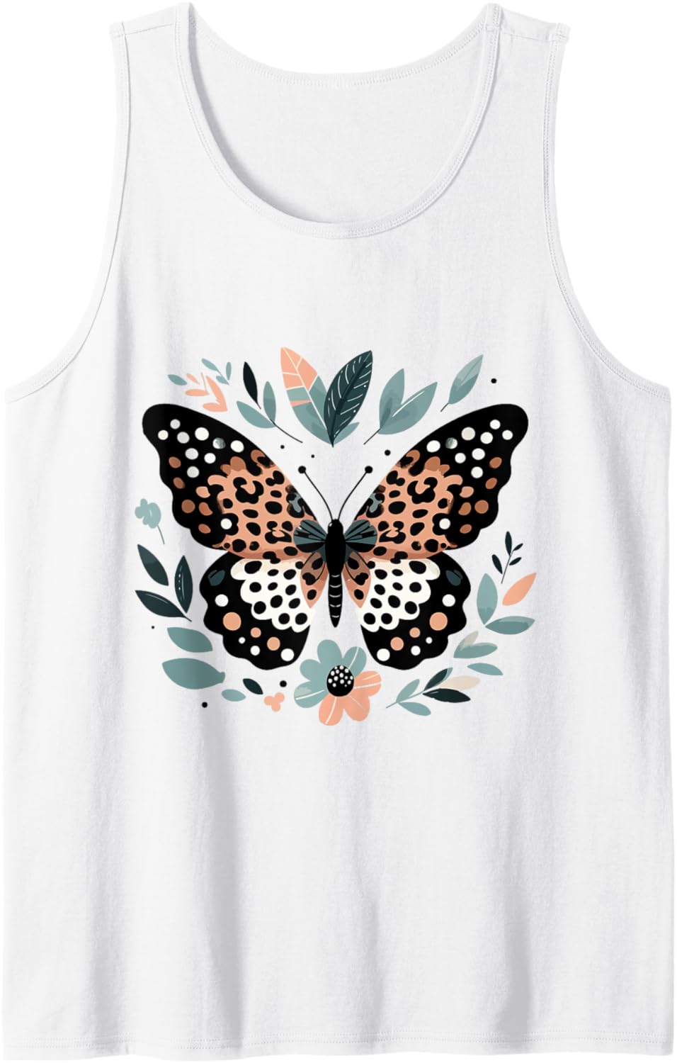 Cute Leopard Print Butterfly Cheetah Black Tank Top Tank Top Premium Print Best Seller Look