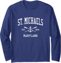 St. Michaels MD Vintage Crossed Oars & Boat Anchor Sports Long Sleeve Apparel | Perfect Gift Idea