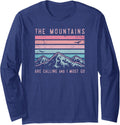 Mountains are Calling & I Must Go Retro Vintage 80s Mountain Long Sleeve Apparel | Perfect Gift Idea