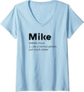 Womens Mike Name Definition Boys Funny Cool Normal Person Michael V-Neck Apparel | Trending 2025