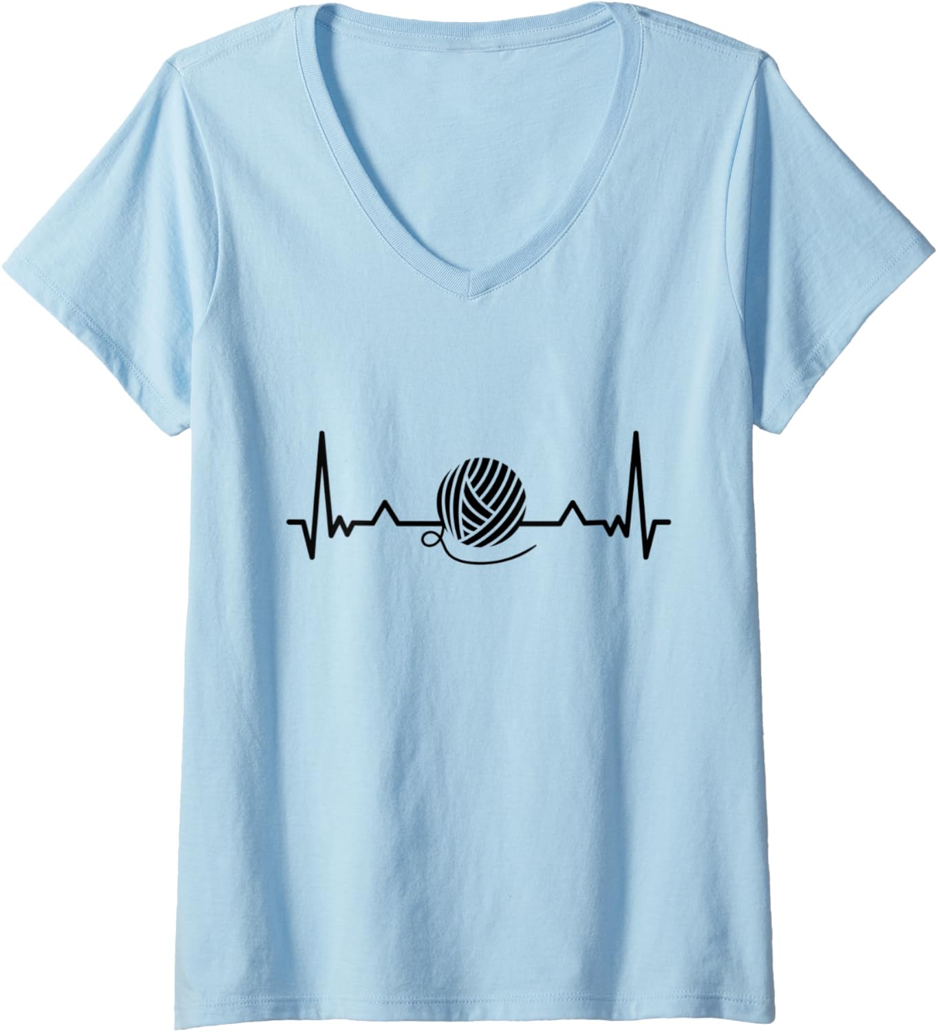 Womens Knitting Heartbeat Wool Yarn Crocheting Gifts V-Neck Yarn Supply | High Search Volume | Customer Favorite