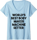 Womens World's Best Maker Machine Setter V-Neck Apparel | US Viral Style | Aesthetic Fit