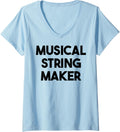 Womens Musical String Maker V-Neck Apparel | US Viral Style | Aesthetic Fit
