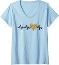 Womens Cheetah Leopard Heart Doctor Nurse Heartbeat EKG Rhythm Fun V Neck Apparel Premium Print US Top Pick