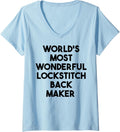 Womens World's Most Wonderful Lockstitch Back Maker V-Neck Apparel | Premium Quality | Aesthetic Fit