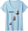 Womens Super Mario Maker 8-Bit Pixel Tanooki Mario Evolution V-Neck Apparel | High Search Volume | Comfort Daily Wear