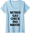 Womens Retired Gas Check Pad Maker V-Neck Apparel | Best Seller Pick | Perfect Gift Idea
