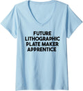 Womens Future Lithographic Plate Maker Apprentice V-Neck Apparel | Trending 2025 | Comfort Daily Wear