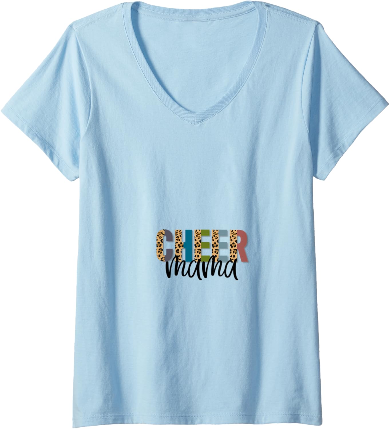 Womens Cheer Mama Leopard Cheetah Print Retro Trendy Cute V Neck Apparel Trending US Fan Favorite