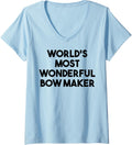 Womens World's Most Wonderful Bow Maker V-Neck Apparel | Premium Quality | Comfort Daily Wear
