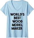 Womens World's Best Wood Model Maker V-Neck Apparel | High Search Volume | Aesthetic Fit