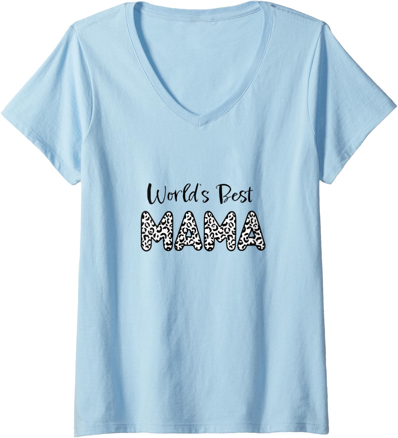 Womens World s Best Mama White Leopard Print Cheetah Mom Graphic V Neck Apparel High Search Demand US Top Pick