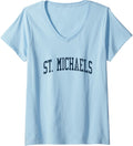 Womens St. Michaels MD Vintage Athletic Sports JSN2 Navy Print V-Neck Apparel | Premium Quality