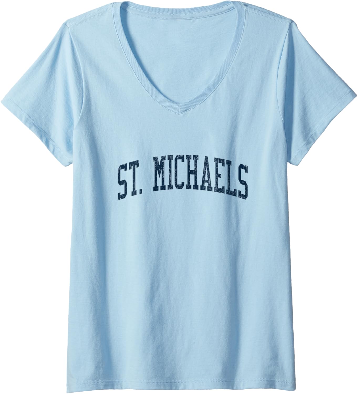 Womens St. Michaels MD Vintage Athletic Sports JSN2 Navy Print V-Neck Apparel | Premium Quality