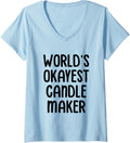 Womens Candle Making World's Okayest Candle Maker V-Neck Apparel | Premium Quality | Perfect Gift Idea