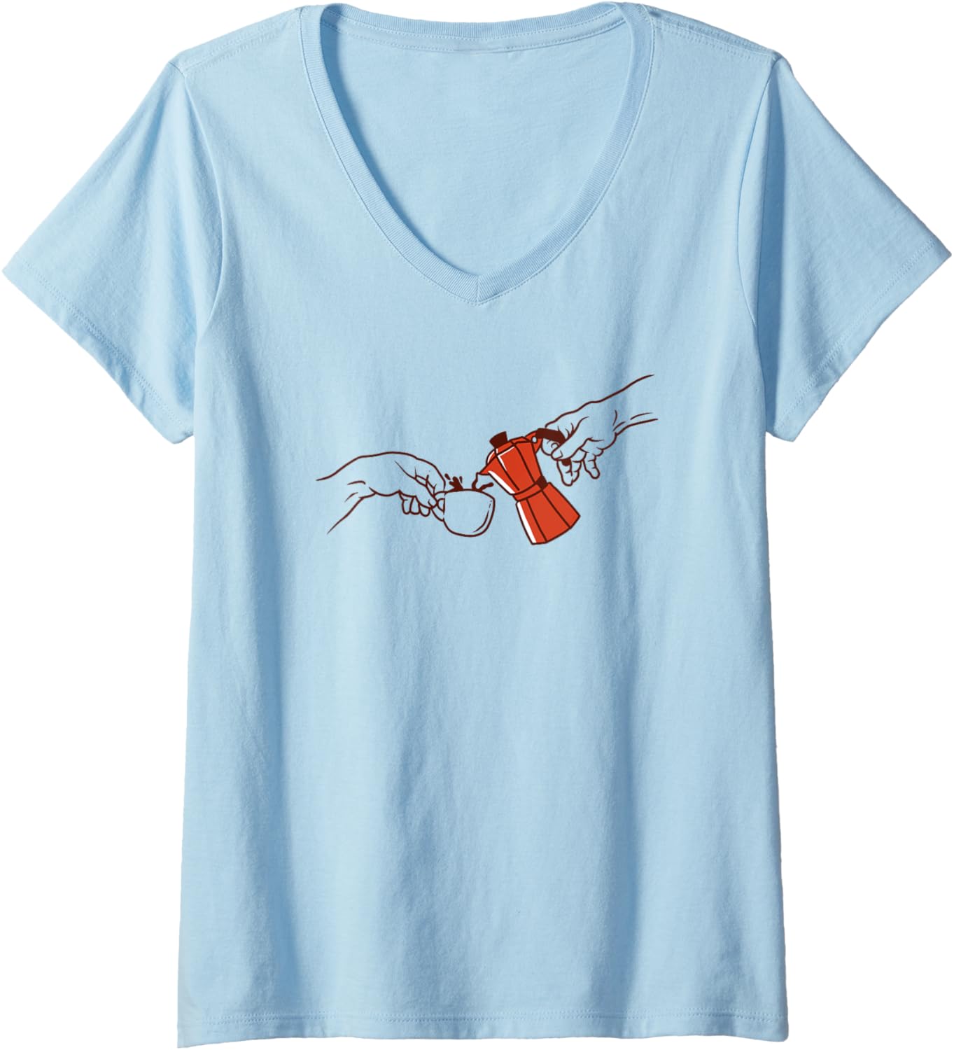 Womens Espresso Maker, Moka Pot, Michelangelo's Creation of Coffee V-Neck Apparel | Premium Quality | Aesthetic Fit