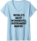 Womens World's Most Wonderful Instrument Maker V-Neck Apparel | Best Seller Pick | Comfort Daily Wear