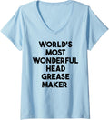 Womens World's Most Wonderful Head Grease Maker V-Neck Apparel | US Viral Style | Must-Have Style