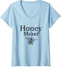 Womens Honey Maker Vintage Black Funny Beekeeper V-Neck Apparel | Best Seller Pick | Aesthetic Fit