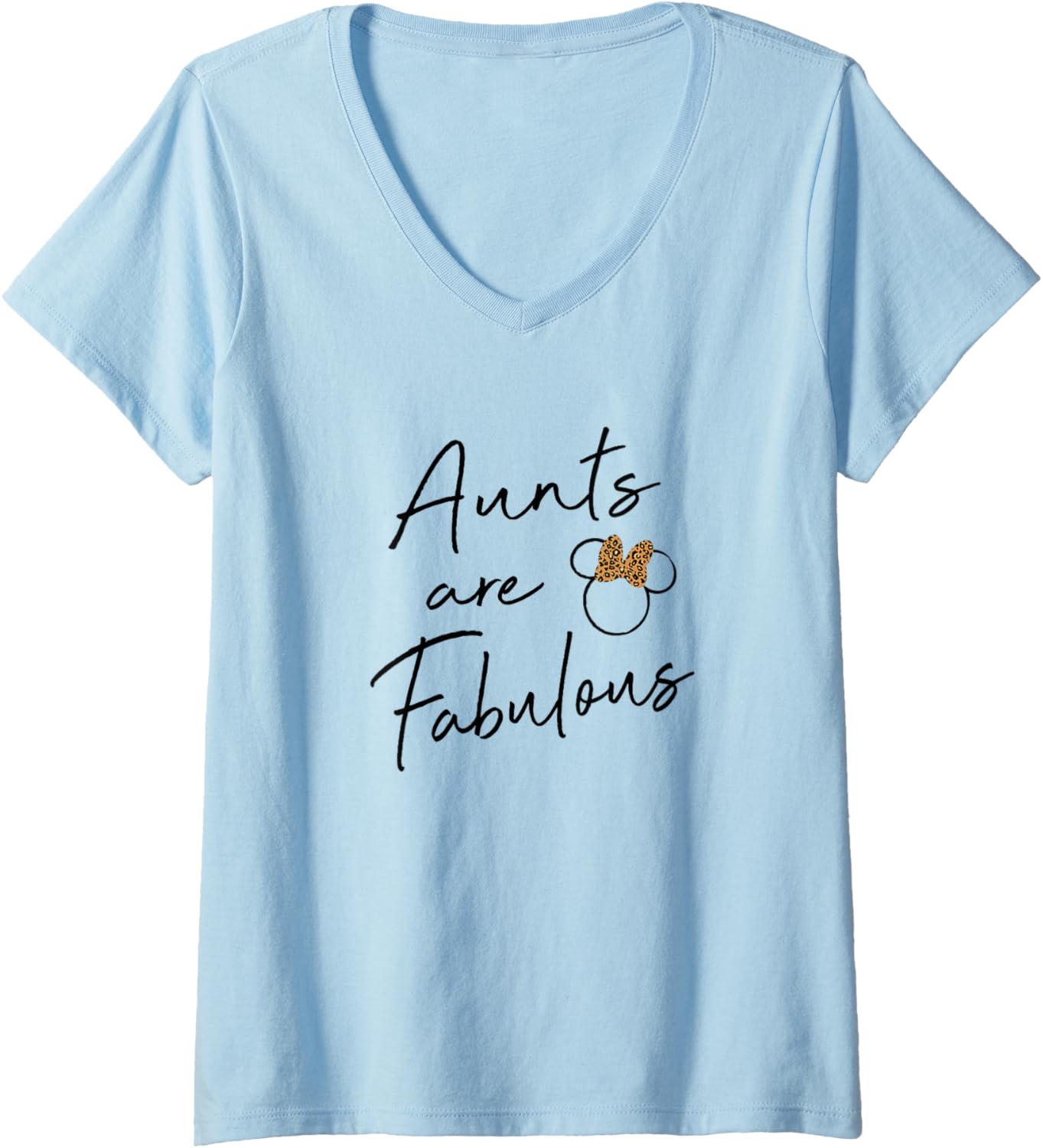 Womens Disney Minnie Mouse Aunts Are Fabulous Cheetah Print Bow V Neck Apparel Comfort Fit Hot Right Now