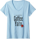 Womens Powered By Coffee and Yarn V-Neck Yarn Supply | High Search Volume | Best Seller Choice