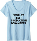 Womens World's Best Production Bow Maker V-Neck Apparel | US Viral Style | Must-Have Style